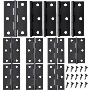 lot 4045 image: 12 PCS 2.5 inches Black Door Hinge Cabinet Door Hinges Stainless Steel Butt Hinges Home Furniture Hinges Bisagras for Door, Window, Case Lid, Wooden Box Chest with 72 Mounting Screws, Black