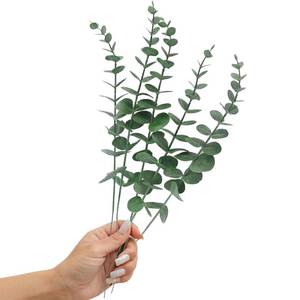 lot 4052 image: Tinsow 5 Pcs Real Touch Leaf Artificial Eucalyptus Stem Faux Eucalyptuses Wedding Bouquet Centerpiece Home Decor (Green)