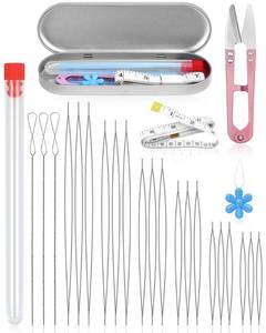 lot 4075 image: FIVEIZERO 21 Pieces Beading Needles Set, 6 Sizes Seed Beads Needles Big Eye, Collapsible Beading Needles Set for Jewelry Making