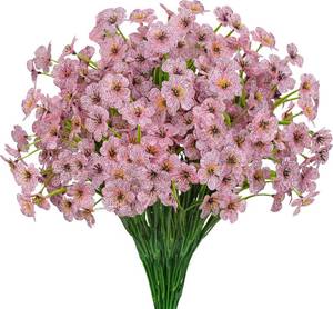 lot 4089 image: Gamity 15 Bundles Artificial Flowers UV Resistant Outdoor Plants No Fade Faux Plastic Shrubs Fake Silk Flowers Window Box Garden Porch Home Decoration(Pink)