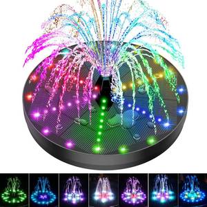 lot 4097 image: GAIZERL Solar Bird Bath Fountains Upgraded, 4W Solar Powered Water Fountain Pump with 4000 Battery, 7 Nozzles & 4 Fixers, Colorful LED Lights for Garden, Swimming Pool, Pond, Fish Tank and Outdoor