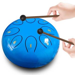 lot 4099 image: REGIS rain drum for outside��Steel Tongue Drum 8 Notes 6 Inches Chakra Tank Drum Steel Percussion Padded Travel Bag and Mallets��Musical Education Entertainment Meditation Yoga Zen Gifts(Light blue)