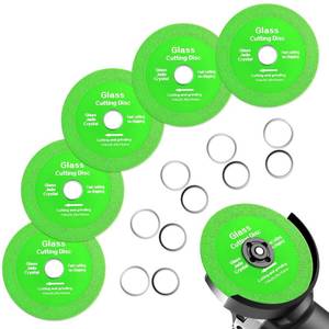 lot 4103 image: 5 Pack Tile Cutter Saw Blade for 4-12 Angle Grinder, Glass Flat Cutting Diamond Disc Wheel Blade Thin 115mm for Grinding Jade, Crystal, Wine Bottles, Tile,Ceramic, Granite, Marble and Glass