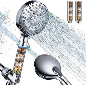 lot 4114 image: CWPW Filtered Shower Head with Handheld,High Pressure 9-Spray Showerhead - Water Softener with Filter Beads for Hard Water,Removes Chlorine, Reduces Dry & Itchy Skin,Anti-Clog Nozzles,Flow Regulation