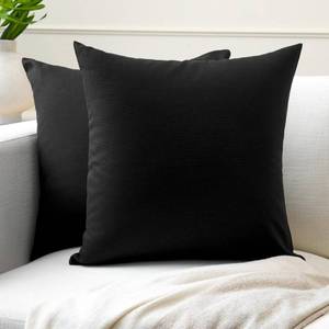 lot 4118 image: Encasa XO Throw Pillow Covers, Cotton, No Inserts 12x12 Jet Black