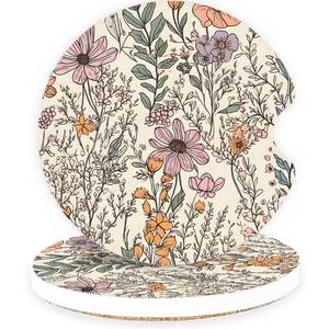 lot 6108 image: Ceramic Car Coasters �� Absorbent Car Cup Holder Coaster Set for Women, Cute Aesthetic Car Accessories for Girls, 1 Pack (Sandstone)