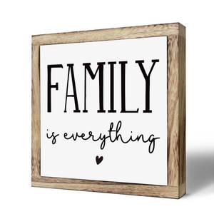 lot 6126 image: Farmhouse Home Decor, Living Room Decor for Shelf, Home decoration Accent, Rustic Tabletop Decoration, Inspirational Family Signs, Wooden Plaques Box Signs, Family is Everything Sign 9.8  9.8 Inch