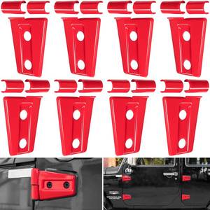 lot 6133 image: Door Hinge Cover Trim Exterior Accessories for Jeep Wrangler JK JKU Sport Rubicon Sahara X Unlimited 2-Door & 4-Door 2007-2018 (Red 8PCS)