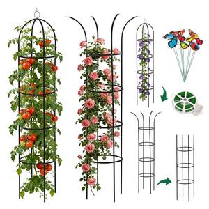 lot 7145 image: 100% Metal 2 Pack Obelisk Garden Trellis 6.6 Ft Plant Support for Climbing
