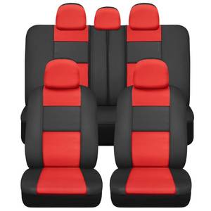 lot 7146 image: BDK Croc Skin Faux Leather Car Seat Covers, Full Set Red �� Universal Fit Design, Airbag Compatible, Front and Back Seat Cover for Cars Trucks Vans and SUVs