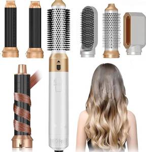 lot 7152 image: Hair Dryer Brush 5 in 1, Negative Ion Blow Dryer Brush Set - 110,000 RPM High -Speed Hot Air Brush Air Styler Curling Wrap Air Curler,Curling Iron Hair Styling Tools for Straight Curl Drying Smoothing
