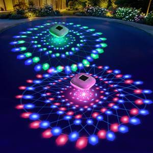 lot 7162 image: Askyli Floating Pool Lights Solar Powered, 2026 Upgraded Dynmaic LED Color Changing Solar Pool Lights that Float, IP68 Waterproof 6-8H Runtimes Solar Floating Lights for Pool,Hot Tub,Party Decor-2PCS