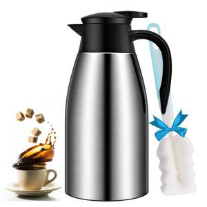 lot 7164 image: 68oz Coffee Carafe Airpot Insulated Coffee Urn Stainless Steel Vacuum Thermal Pot Flask for Coffee, Hot Water, Tea, Hot Beverage - Keep 12 Hours Hot, 24 Hours Cold
