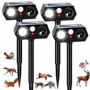 lot 7165 image: 2026 New Solar Ultrasonic Animal Repeller Sonic Fortress Pro Deer Repellent Raccoon Squirrel Deterrent Rabbit Repeller with Flash Light Motion Sensor to Keep Cat Dog Fox Skunk Out of Garden Yard(4)
