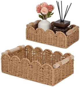 lot 7166 image: CubesLand Scalloped Toilet Paper Storage Basket for Over Toilet Shelves
