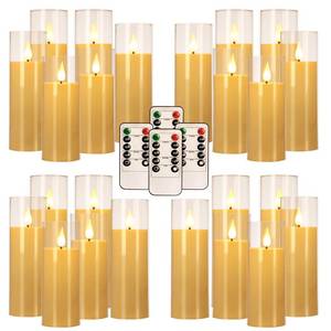 lot 7170 image: CLTNIKET 24 Pack LED Flameless Candles Set(141618cm), Battery - Operated with 4 Remotes,Clear, Timer & FlickeringSteady Modes for Home d�cor, Wedding, Patio,Outdoor.