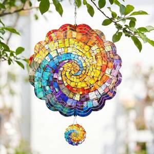 lot 7179 image: Lollipop Wind Spinners Outdoor Mandala Hanging Decor - 12In 3D Kinetic Spinner Stainless Steel Wind Catchers Sculpture Art Birthday Gifts for Men Women Mom Grandma for Yard Garden Patio Lawn D�cor