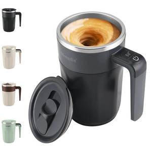 lot 7182 image: Mongdio Self Stirring Coffee Mug with Fahrenhite Temperature Display, Rechargeable Stirring Mug, Automatic Self Stirring Cup with Lid, For Coffee, Milk and Other Beverages, Black