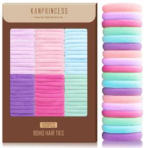 lot 8005 image: Kanprincess Nylon Hair Ties, 100PCS No-Damage Soft Bands for Women