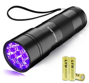lot 8007 image: UV Light 395nm Blacklight Flashlight Vansky 12 LED Black Light Mini Pet Urine Detection for Invisible DogCat Dried Urine Stains on Carpet, Scorpion Finder, Resin Curing