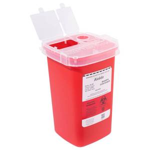 lot 8016 image: Alcedo Sharps Container for Home Use 1 Quart (1-Pack)  Biohazard Needle and Syringe Disposal  Small Portable Container for Travel and Professional Use