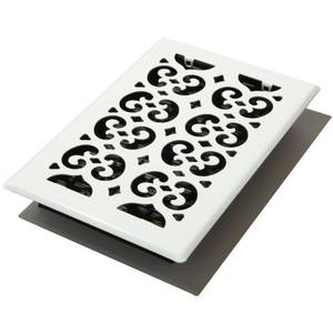 lot 8336 image: Decor Grates FSH610-WH Scroll Floor Register  6-Inch by 10-Inch  White