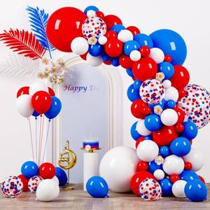 lot 8337 image: Voircoloria 130pcs Red White Blue Balloons Arch Kit, 18 12 10 5 Inch