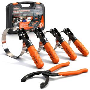 lot 8343 image: HORUSDY 5-Piece Standard Swivel Oil Filter Wrench, 2-34 - 5-14(68.85-133.35mm) Ajustable Car Oil Filter Removal Tool, Durable & Easy Operation
