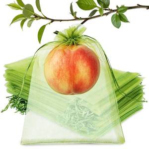 lot 8346 image: GliSun 100Pcs Fruit Protection Bags 6x9 Inch, Green Mesh Netting Cover with Drawstring Pest Barrier for Grapes Tomato Strawberry Blueberry - Garden Supplies for Vegetables & Fruit Trees