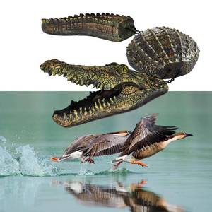 lot 8348 image: Juliahestia Alligator Pool Float Scary Decor - Gator Scare Away Geese Duck Bird Animal Large Crocodile Statue Floating Pond Decor Outdoor Garden Yard Lake Halloween Swimming Pool Decorations