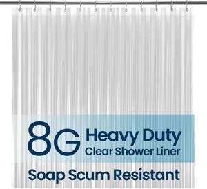 lot 8349 image: LiBa Shower Curtain PEVA 8G, 72x72 Inch Waterproof Clear