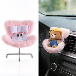 lot 8351 image: Ezcora Cute Car Accessories for 10-17cm Dolls, Doll Car Seat with Clip onto Car Air Vent, Includes Seat Leg for Desktop Display (Pink)