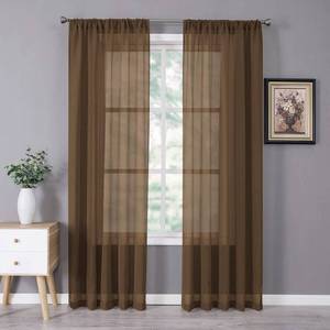 lot 8352 image: Tollpiz Sheer Curtain Linen Textured Bedroom Curtains Sheer Light Filtering Rod Pocket Voile Curtain for Living Room, 54 x 95 inches Long, Brown, Set of 2 Panels