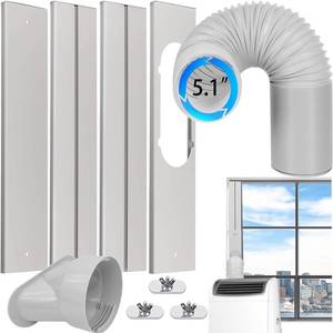 lot 8359 image: Nihoney Portable Air Conditioner Window Vent Kit with Exhaust Hose 5.1 Inch Diameter, Adjustable 59 Inch Length Exhaust Hose for AC Seal Plate with Universal for Sliding Window