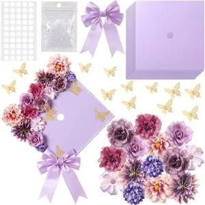 lot 8360 image: MotiMind 41 Pcs Purple DIY Graduation Cap Decoration Kit, Grad Cap Decorations Grad Hat Topper Faux Assorted Flowers Bows 3D Cream Construction Paper Butterfly Stickers Pearl Adhesive Dots