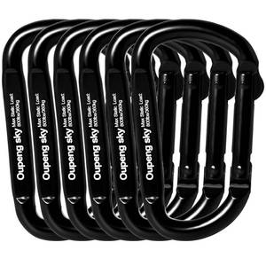 lot 8368 image: 6PCS Carabiner Clip - Heavy Duty Iron Carabiners 800lbs Carabeaner D Ring Shape,Key Chain Clip Hook,Keychain Clip,Multipurpose for Camping, Hiking,Backpacking or Other Outdoor Activities, Black.