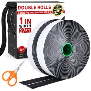lot 8377 image: 1 Inch x 27Ft Hook and Loop Strips with Adhesive, Double Sided Self Adhesive, Nylon Self Tape for Home Office School and Crafting