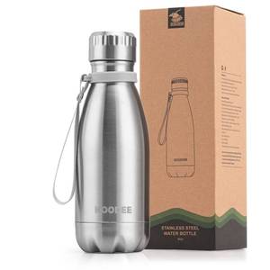 lot 8383 image: koodee Water Bottle-9 oz Stainless Steel Double Wall Vacuum Insulated Water Bottle, Cola Shape Leak Proof Sports Bottle for School (Silver)