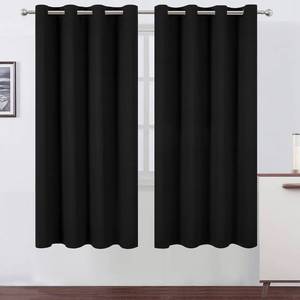 lot 8384 image: LEMOMO Black Thermal Blackout Curtains52 x 72 InchSet of 2 Panels Room Darkening Curtains for Bedroom