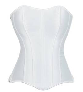 lot 8394 image: YMFFW White Women��s Sexy Satin Overbust Corset Lace Up Waist Cincher S