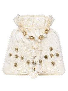 lot 8398 image: Aheli White Potli Purses for Women Handmade Evening Handbag Stylish Bridal Fashion Wristlet Bag for Women Design 3