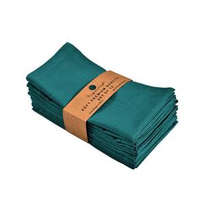lot 8402 image: FINGERCRAFT Cloth Napkin, Cotton Linen, Set of 12, 18x18 inch, Teal Green