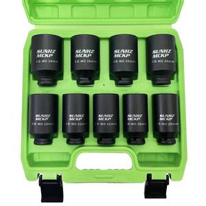 lot 8410 image: SUNKPMCKP 12 Drive Deep 6-Point Impact Socket Set, 9-Piece METRIC Spindle Axle Nut Impact Socket Set, Cr-Mo, 29mm - 38mm