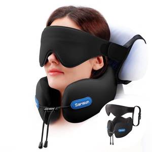 lot 8427 image: SARISUN Travel Neck Pillow for Aiplane, wSeat Strap Support, 3D Eye Mask