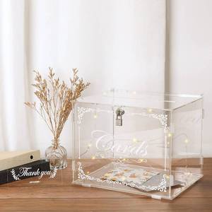 lot 8431 image: Ywlake Acrylic Wedding Card Box Money Post Gift Box Holder, Clear Card Box Large Letter Envelope Boxes with Lock and Slot for Reception Anniversary Birthday Party Baby Shower