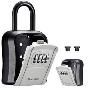 lot 8437 image: Puroma Key Lock Box Outdoor 4 Digit Code Combination Lockbox House, 1 Gray