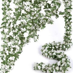 lot 8439 image: Artificial Flower Garland 8pcs 8.2ft Floral Rose Vine Decor, White Flower