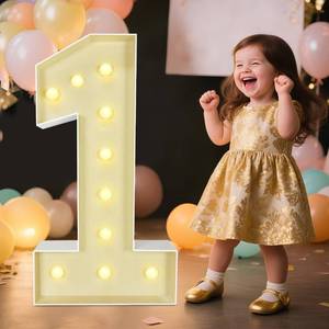 lot 8441 image: Marquee Light Up Numbers 3FT Large Decorative Letters Signs for Party Decorations Baby Shower Birthday Wedding Engagement Anniversary, 3 Feet Tall Pre-Cut DIY Foamboard Number 1 - Easy to Assemble