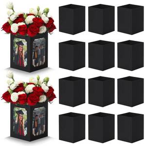lot 8444 image: EQOREIIN 15 Pack Graduation Box Centerpieces for Table 67 Inch Photo Display��Picture Table Box Photo Props Frame for Grad Party Favors Birthday Wedding Dinner Party Graduation Decorations��Black��
