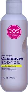 lot 8452 image: eos Cashmere Oil, Vanilla, 24 Hour Moisture, Plant-Based Squalane to Soothe, Soften and Smooth Dry Skin, 6 fl oz